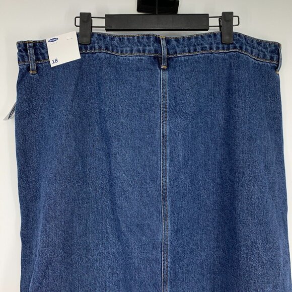 Old Navy Denim Skirt Button Front Midi Blue Jean High Waist NWT - Picture 10 of 13